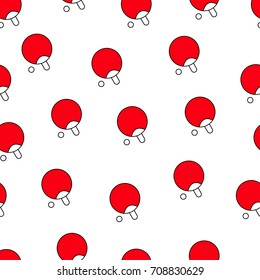 Seamless minimalistic table tennis pattern isolated on white background, sport equipment vector background for textile print, page fill.