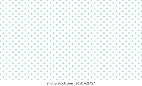 Padrão de bolinhas verdes de hortelã sem costura sobre fundo branco. Vetor bonito e mínimo para tecido, papel de parede crianças, envoltório de presente, scrapbooking, ou decoração de berçário.
