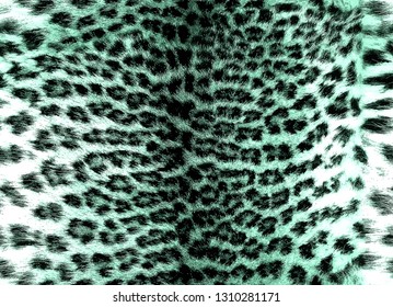 Seamless mint green realistic leopard fur pattern, animal skin, fabric, textile prints
