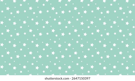 Seamless mint green star pattern background. Perfect for baby shower designs, nursery wall art, kids fabric, birthday decorations, scrapbooking, and cute celestial-themed digital or print projects.