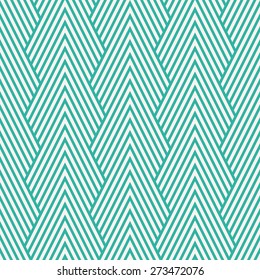 Seamless mint and white art deco optical chevron mountains pattern vector