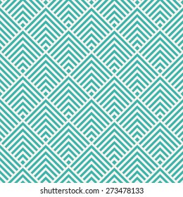 Seamless mint and white art deco square chevrons pattern vector