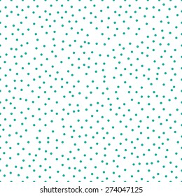 Seamless mint and white chaotic tileable polka dot pattern vector