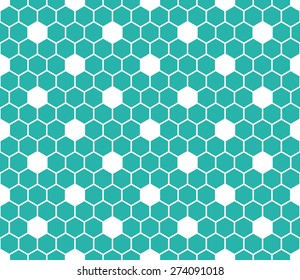Seamless mint and white hexagon honeycomb tile pattern vector