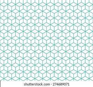 Seamless mint and white isometric cubes pattern vector