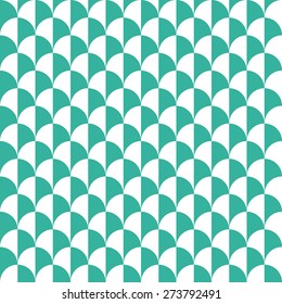 Seamless mint and white op art feather illusion pattern vector