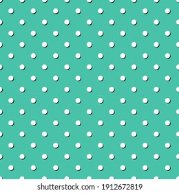 Seamless mint and white polka dot pattern vector