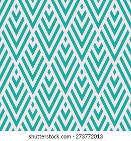 Seamless mint and white rhombic chevrons art deco pattern vector
