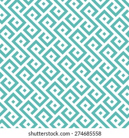 Seamless mint and white square ethnic pattern vector