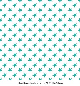 Seamless mint and white stars pattern vector