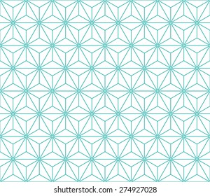 Seamless Mint And White Vintage Japanese Asanoha Isometric Pattern Vector