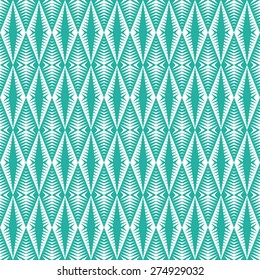 Seamless mint and white vintage native american pattern vector