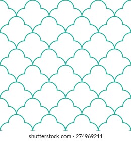 Seamless mint and white vintage round based pattern vector