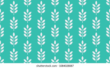 Seamless mint and white vintage wheat crops pattern vector