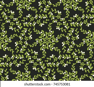 Seamless mistletoe pattern. Christmas pattern.