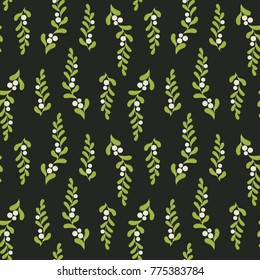 Seamless mistletoe pattern. Christmas pattern.