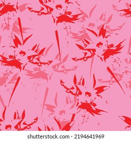 fondo de patrón de flores rosadas y rojas abstractas, tarjeta de felicitación o tela