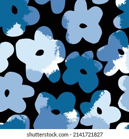 seamless mixed blue flower pattern background