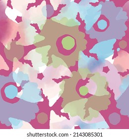 seamless mixed colourful flowers pattern on pink background , greeting card
