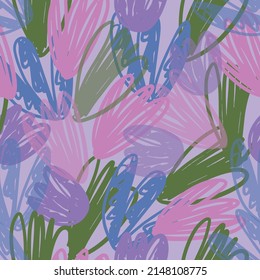 seamless mixed doodle flower pattern background, greeting card or fabric