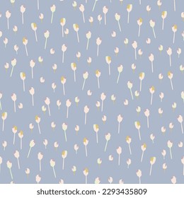 seamless mixed pastel abstract tiny tulips pattern background