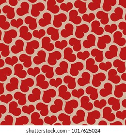 Seamless Mixed Red Hearts Different Sizes Tile Brown Paper Structure Background Vector Pattern