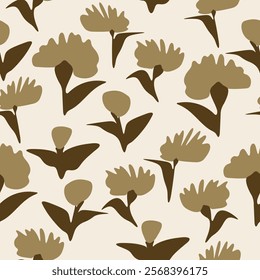 seamless mixed two tone flowers pattern background