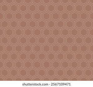 Seamless mocha brown subtle hexagons pattern vector