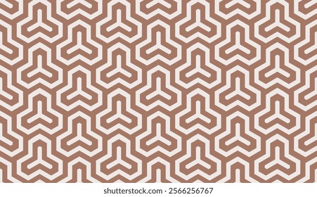 Seamless mocha brown and white outline tridents textile pattern vector