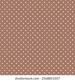Seamless mocha brown and white pixel polka dots pattern vector
