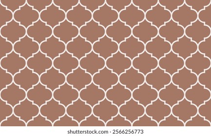 Seamless mocha brown and white vintage arabic tile pattern vector