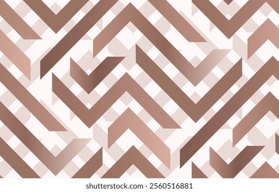 Seamless mocha mousse color zigzag geometric vector pattern. Color of the year 2025