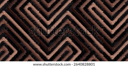 Seamless mocha mousse tones embroidery chevron zigzag lines geometric vector pattern