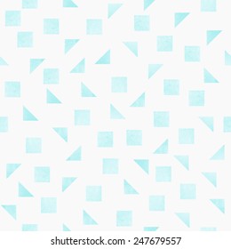 seamless modern abstract background watercolor hand-drawn mint triangles and squares