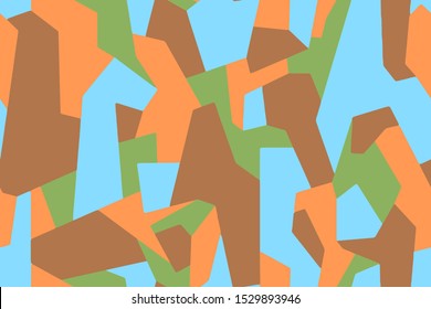 Seamless Modern Abstract vector camouflage pattern for child, girls, boys, clothes. Geometric shapes wallpaper for textile and fabric print. Fashion style colorful background texture.
