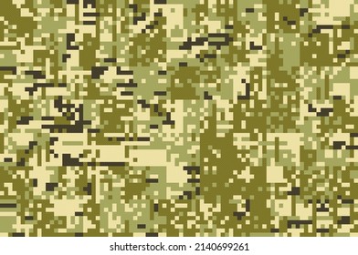 Una textura de tela de píxel NDU de camuflaje militar moderno y sin inconvenientes. Resumen de fondo vectorial de camo parece los colores de las Fuerzas Armadas de Ucrania (AFU). Ilustración de diseño de papel de envoltura de patrones geométricos