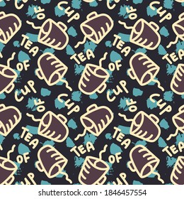 Seamless modern backdrop with a vector repeat cup of tea