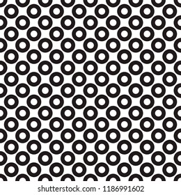 Seamless Modern Background With Polka Dot Pattern, Consisting Of Rings. Polka Dot Fabric. Abstract Monochrome Geometric Texture. Vector Design For Prints, Decoration, Fabric, Cloth, Covers, Linens.