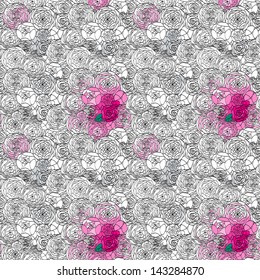 The seamless modern it is black a white pattern with roses
