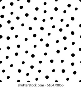 Textura de punto de círculo de doodle vectorial blanco y negro sin inconvenientes, arte de tinta de pincel seco.