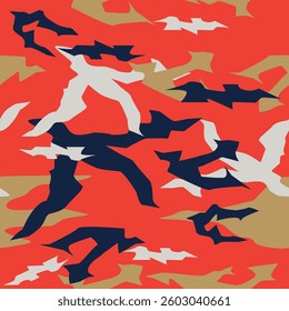 Seamless Modern Camo Pattern in Vibrant Orange