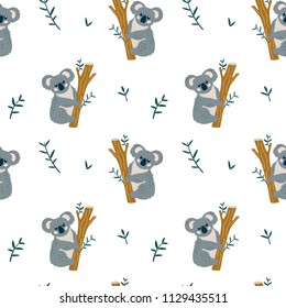 Seamless modern childish pattern with cute Коаlа bear. Creative kids texture for fabric, wrapping, textile, wallpaper, apparel. Vector illustration