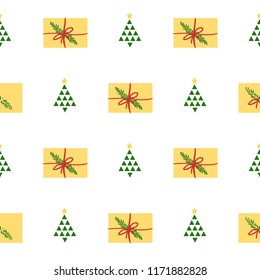 Seamless Modern Christmas Background Pattern with gift box