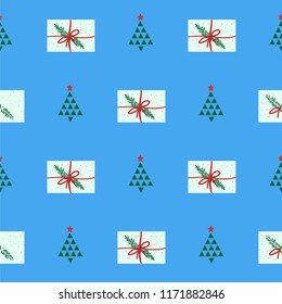 Seamless Modern Christmas Background Pattern with gift box