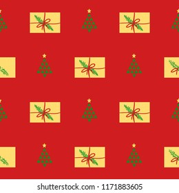 Seamless Modern Christmas Background Pattern with gift box