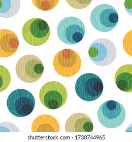 Seamless modern colored circles pattern. Ready for textile prints. Illustration design on white background.