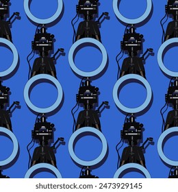 Seamless modern creative pattern of ring lamp. Vector stock illustration eps10.