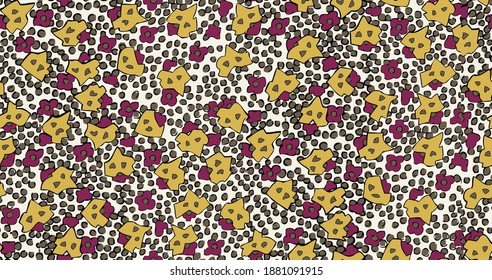 Seamless modern ditsy abstract floral tile