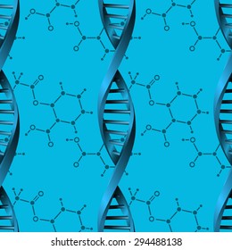 Seamless modern DNA molecule structure background. Science and biotechnology organic design. Can be used for wallpaper, pattern fills, web page background, surface textures. EPS10