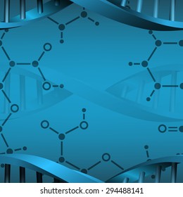Seamless modern DNA molecule structure background. Science and biotechnology organic design. Can be used for wallpaper, pattern fills, web page background, surface textures. EPS10